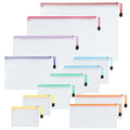 12pcs Mesh Zipper Pouch Bags, 8 Size Zipper Bags for Organizing,Mesh Bags with Zipper, Waterproof File Bags for School, Puzzles, Cosmetics, Travel Accessories, Board Games Office Supplies