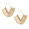 Tassel Hoop Earring Statement Thread Dangle Earrings Stylish Long Fringe Drop Earrings Lightweight Long Swingy French Hook Earrings for Women - color: A White