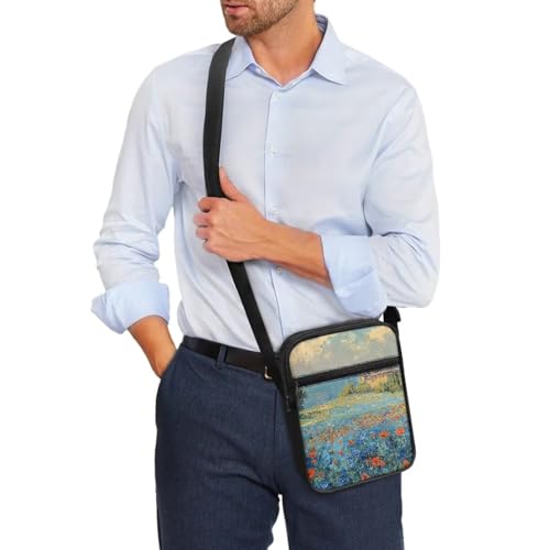Womens Crossbody Bag Cell Phone Purse Wallet Small Shoulder Handbag for Workout Travel Gym - color: Flower Painting