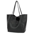 TANTOMI Tote Bag for Women Vegan Leather Purses and Handbags Ladies Waterproof Big Shoulder Bag for Travel - color: Black