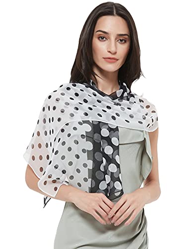 PANTONIGHT Long Chiffon Fashion Scarf Lightweight Chiffon Sheer for women - color: Black/White 720