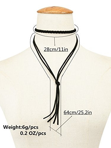 Doubnine Choker Multilayer Y Lariat Necklace Suede Braided Boho Jewelry for Women (brown)