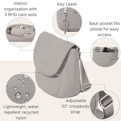 Baggallini Swift Flap Mini Crossbody - color: B-lite Silver Sand