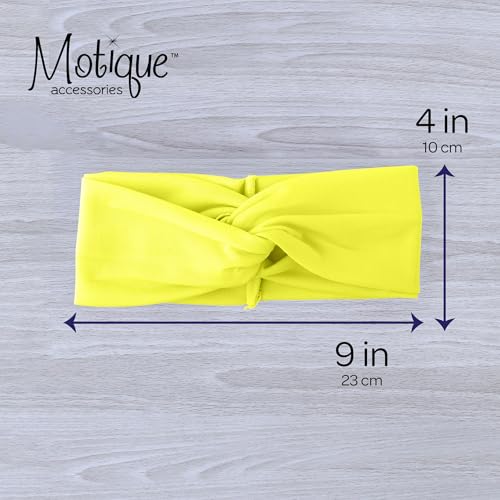 Motique Accessories Solid Twist Turband Headwrap Hair Band for Women (Neon Yellow) - color: Neon Yellow
