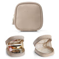VLANDO Mini Makeup Bag, Small Makeup Bag for Purse with Slip-in Pockets, Portable Travel Toiletry Bag with Zipper, Waterproof Travel Essentials for Women - Toffee - color: Toffee
