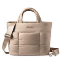 LOVEVOOK Small Tote Bags for Women, Puffer Purse and Handbags, Mini Crossbody Puffy Top Handle Shoulder Satchel Bag - color: Tan, size: 11.5 Inch