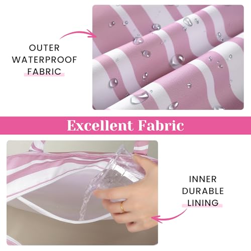 Trifabricy Beach Bags for Women Waterproof Sandproof Women Tote Bag, Large Beach Bag with Zipper for Gym Travel Vocation - color: Pink