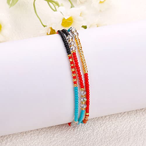 SUMMER LOVE Boho Bohemian Beaded Anklet Bracelets for Women Unique Colorful Pretty Beach Anklet,Handmade - color: Color 9#