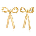 Gold Silver Bow Drop Earrings for Women Long Tassel Chain Bow Earrings Ribbon Bowknot Dangle Earrings Jewelry Gifts - color: Gold Bow E