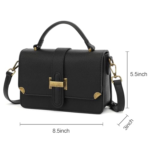 LL LOPPOP Women's Small Classy Crossbody Purse Top Handle Handbags Leather Satchel Bags for Women - color: B-black