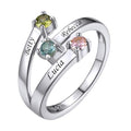 Custom4U Personalized 1-4 Birthstone Rings for Women Promise Rings for Her Sterling Silver Mothers Ring Customized Cubic Zirconia Stones Wedding/Valentine's Day/Mother's Day Jewelry Gift for Mom Wife - color: B-3 Names-silver