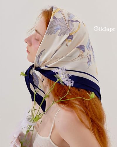 Satin Bandana Headscarf for Women Silky Hair Scarves for Fashion Lightweight - color: 21-noble Bellflower