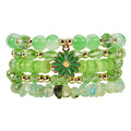 coadipress 5Pcs Bohemian Flower Stackable Bead Bracelets for Women Multilayer Crystal Glass Beaded Charm Bangles Bracelet Boho Summer Beach Hawaii Holiday Statement Jewelry - color: Green