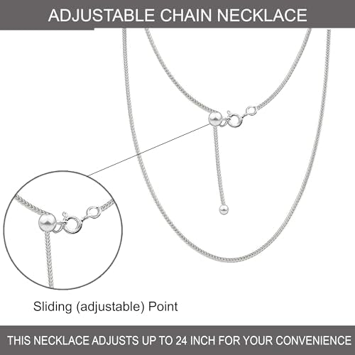 LeCalla 925 Sterling Silver Italian Jewelry Adjustable Chain Necklace, Sliding Bolo Chain Necklace for Women Slider Chain 14 to 24 Inch. - color: Fox-Tail Chain