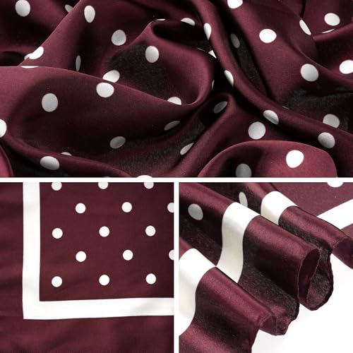 Pistha Head Scarf Bandana for Women, Satin Scarf for Hair, Large Square Silk Bandana Headscarf for Women and Men 35 Inch - style: Dot-red