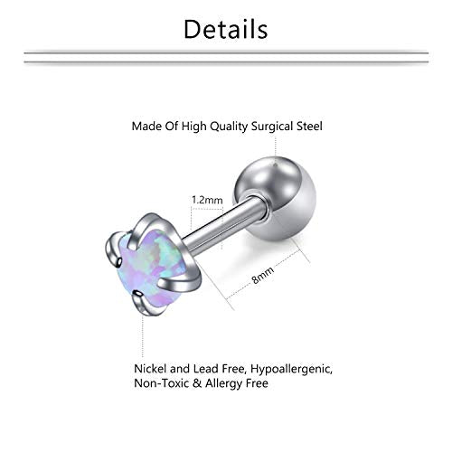 Mayhoop 16g Cartilage Earrings - Men Women Surgical Stainless Steel Tragus Piercing Jewelry Stud Hoop Forward Helix Rook Daith Conch Earrings - style: Purple