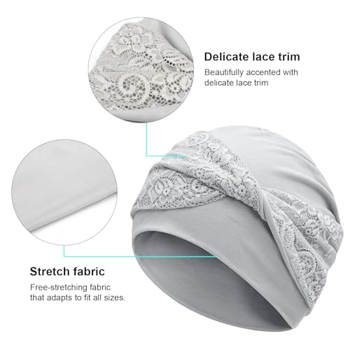 Women Knot Slouchy Beanie Chemo Hat Twist Stretch Cancer Head Wraps Sleep Head Scarf - color: Light Grey