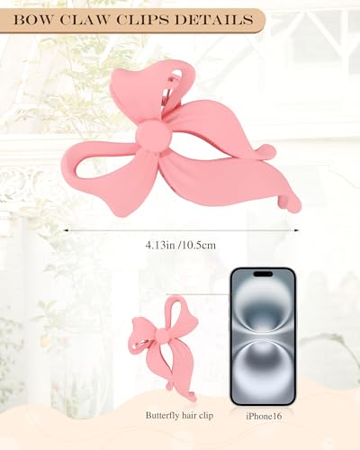 4 PCS Bow Hair Clips Bow Claw Clip for Women, Large Hair Claw Clips for Thin Thick Long Hair Cute Nonslip Bows(Cute Pink Series) - color: Cute Pink Series