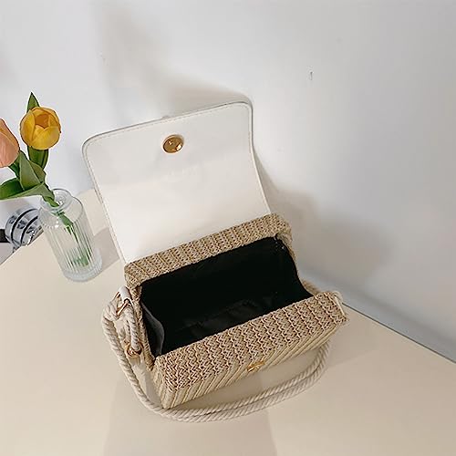 Straw Crossbody Bags for Women Summer Straw Clutch Bag Woven Beach Purse Vacation Handbags | Straw - color: D White