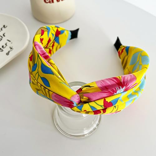 4 Pack Floral Leaves Printed Headbands Wide Knotted Headbands for Women Cross Knot Fashion Hair Bands-Leisure - color: Leisure