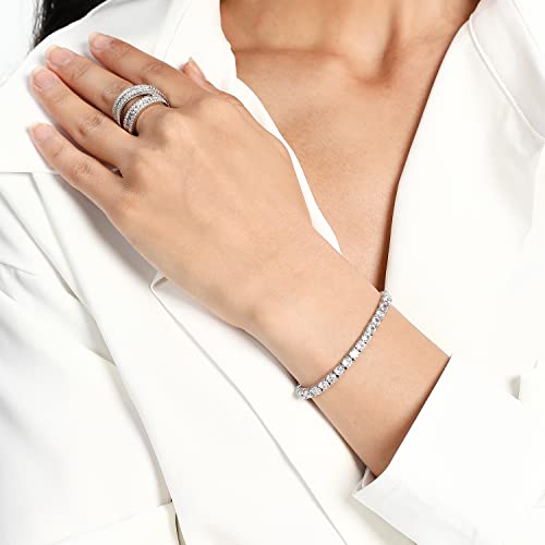 MDFUN 18k White Gold Plated CZ Tennis Bracelet, 4MM Cubic Zirconia Charm Bracelet for Women Men - style: 7.0" tennis bracelet