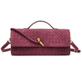 NEWBELLA Handwoven Women's Clutch Purse, Crossbody Bag with Adjustable Strap for Evening & Casual Use - color: Matted Burgundy