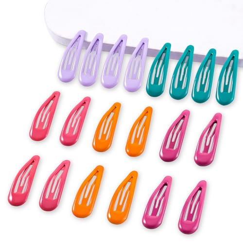 20 PCS Metal Snap Hair Clips Water Drop No Slip Barrettes for Women Bright Small Hair Clips For Thick And Thin Fine Hair,Purple Orange Blue Red,1.97 x 0.5 In. - color: Purple Orange Blue Red