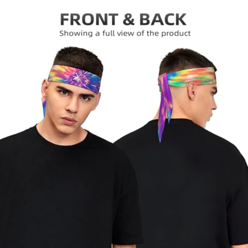 Sports Tie Headband Bandana Running Athletic Sweat Band Elastic Adjustable Sport Head Tie for Men Women Head Ties Ninja Tie Headbands Tennis Sweatbands Soccer Basketball Teams Running Head Band - color: Tie Dye