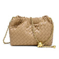 Joryin Woven Women's Crossbody Bag & Evening Purse, Trendy Dumpling Clutch & Hobo Cloud Shoulder Bag Trendy Dumpling Clutch - color: Woven Leather-light Brown