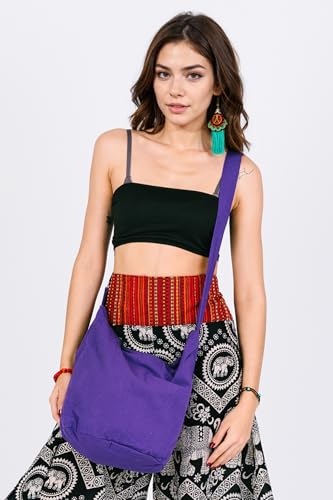 Your Cozy Hobo Sling Bags For Women Crossbody Bag Thai Top Handmade Shoulder Bag with Adjustable Strap - color: Purple