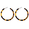 BaubleStar Tortoise Shell Resin Hoop Earrings Fashion Jewelry - color: Tortoise