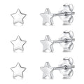 3 Pairs 925 Sterling Silver Star Stud Earrings for Women,Tiny Simple Geometric Stud Earrings Set Small Hypoallergenic Cartilage Tragus Ear Jewellery for Men (3/4/5mm) - color: 05 Silver-3 Pairs-4mm