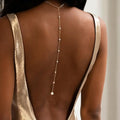 Silver Gold Back Necklace Back Jewelry for Backless Dress Pearl Backdrop Necklace Long Body Chain for Backless Dress Sexy Dainty Elegant Body Chain Jewelry Women Prom Party Anniversary - style: A1- All pearl - gold