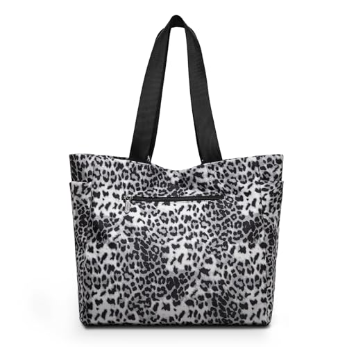 Montana West Wrangler Large Tote Bag for Women Designer Leopard Print Purse for Travel Work Gym - color: Black