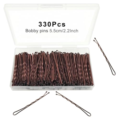 Bobby Pins Brown, 330 Count 2.2 Inch Hair Pins With Cute Box, Premium Bobby Pin For Kids, Girls And Women, Great For All Hair Types - color: Brown(2.2Inch)