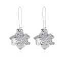 Bohemian Daisy Flower Matte Floral Long Petal Drop Dangle Earrings Layered Tiered for Women Chic Boho Wedding Jewelry - color: Silver
