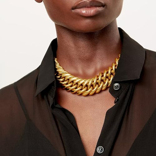 choice of all Chunky Gold Necklace Statement Necklace for Women Punk Chain Thick Gold Choker Jewelry Trendy Birthday Gifts - color: M:Gold