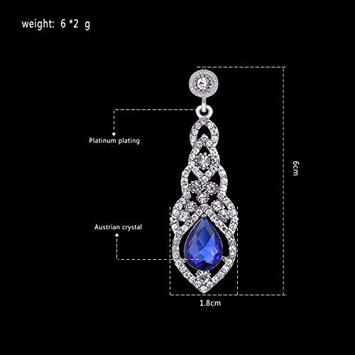 Women's Alloy Teardrop Crystal Chandelier Dangle Earrings - color: D-blue
