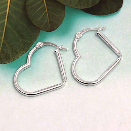 LeCalla 925 Sterling Silver Heart Hoop Earrings for Women | Love Theme Heart Shaped Hoop Earring | Womens Italian Love Heart Earrings Hoops - color: Love Heart Hoop