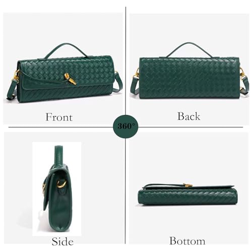 Handmade Woven Evening Bag for Women Casual Clutch Purse Leather Shoulder Handbag Fashion Crossbody Bag