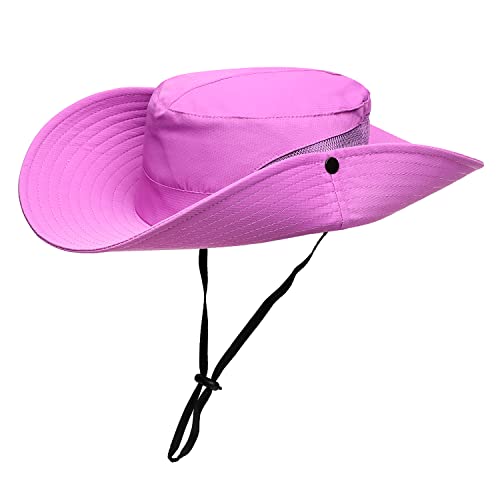 Womens Summer Sun Hat Beach Hat Wide Brim Outdoor UV Protection Hat Foldable Cool Mesh Ponytail Bucket Hat - color: Pure Purple