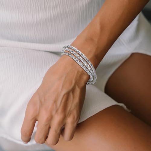 Long tiantian Boho Bracelets for Women Western Jewelry for Women Leather Wrap Bracelets Stackable Bangle Western Outfit for Women - color: mens bracelet(silver)