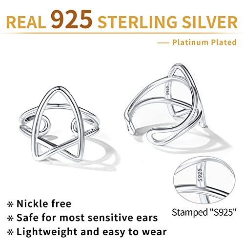 ChicSilver 925 Sterling Silver Ear Cuffs Non-Piercing Cartilage Earrings: Various Styles, Conch Cuffs (with Gift Box) - style: K: Star Cuff