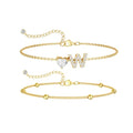 CAROVO Gold Ankle Bracelets for Women Waterproof 14K Real Gold Plated CZ Initial Anklet for Women Dainty Layered Letter A-Z Heart Ankle Bracelets Handmade Adjustable Anklet Summer Beach Jewelry - style: W