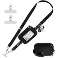 Tiostep Clip and Go Strap for Phone with Wallet Crossbody Phone Lanyard Adjustable and Detachable RFID Wristlet Wallet with ID Window and Zipper, Black - color: Black, size: Medium