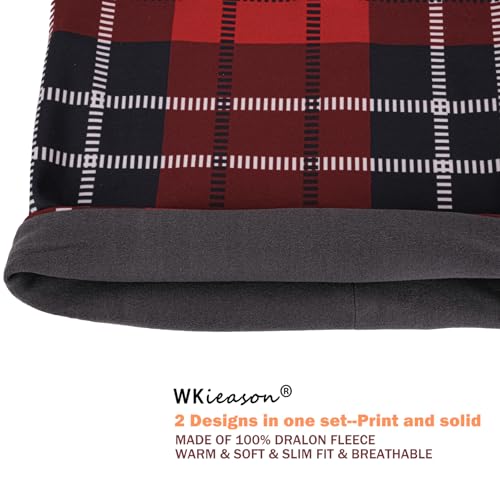 WK IEASON Winter Thermal Fleece Hat Scarf Set for Men Women Warm Windproof Cap Neck Warmer Fleece Beanie Scarf Set for Skiing - color: Colorful Squares