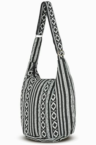 Your Cozy Hobo Sling Bags For Women Crossbody Bag Thai Top Handmade Shoulder Bag with Adjustable Strap - color: Naga-black