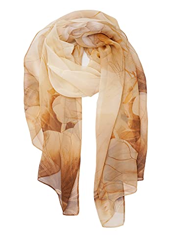 YOUR SMILE Ladies/Women's Lightweight Floral Print/Solid Color mixture Shawl Scarf For Spring Summer season - color: Khaki Flower