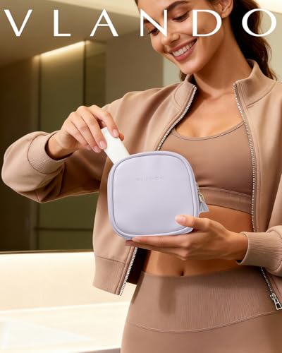VLANDO Mini Makeup Bag, Small Makeup Bag for Purse with Slip-in Pockets, Portable Travel Toiletry Bag with Zipper, Waterproof Travel Essentials for Women-Mist Purple - color: Mist Purple