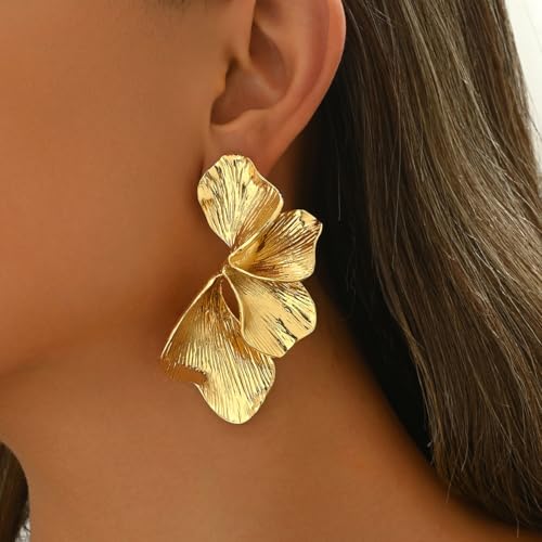 Chunky Earrings Big Statement Earrings for Women Trendy Large Floral Ginkgo Leaf Flower Earring Irregular Long Drop Dangle Earrings Chunky Jewelry - style: 1 - G